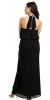 Bejeweled High Neck Ruffled Side Formal Evening Gown back